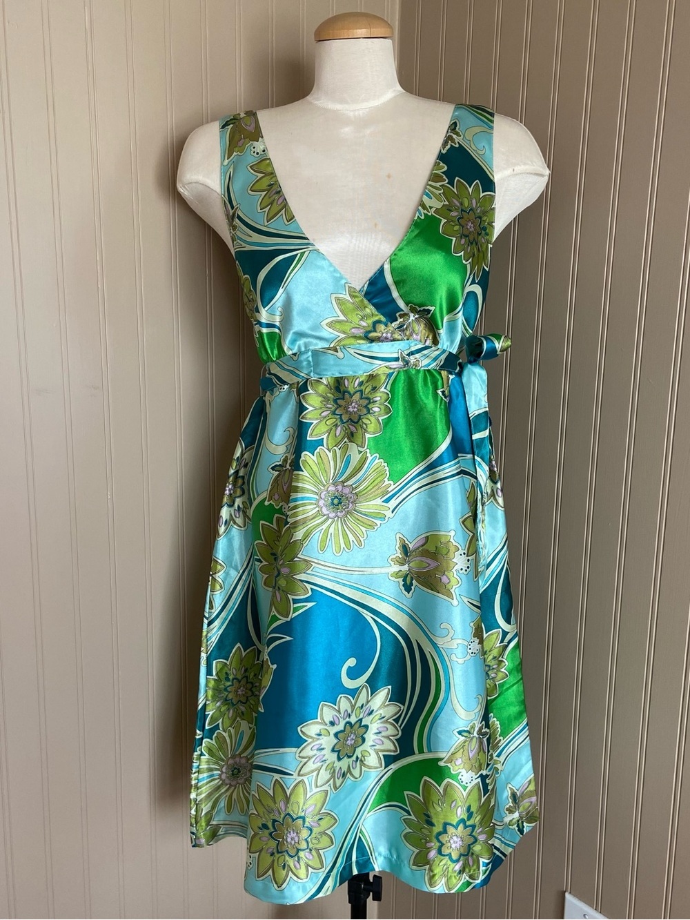 Y2K Vintage Derek Heart Satin Babydoll Midi Dress Size Large
